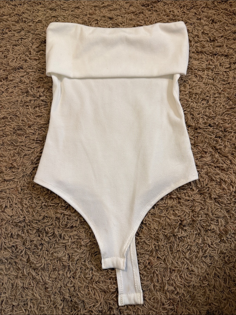 White Fold-Over Ribbed One-Piece Bodysuit